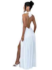 Thumbnail for Halter Deep-V Backless Maxi Dress For Women Fashion Solid Sleeveless Thigh High Split Sexy Long Dress Elegant, Drestiny, backless maxi dress summer, sexy backless maxi dresses, long backless dresses for women, backless maxi dress for wedding guest, cheap backless maxi dresses, Ankle Length Dresses, Maxi Dresses, Sleeveless, United States, USA, Canada, Australia, New Zealand, United Kingdom, UK, Brown, White, Black, shopdrestiny.com
