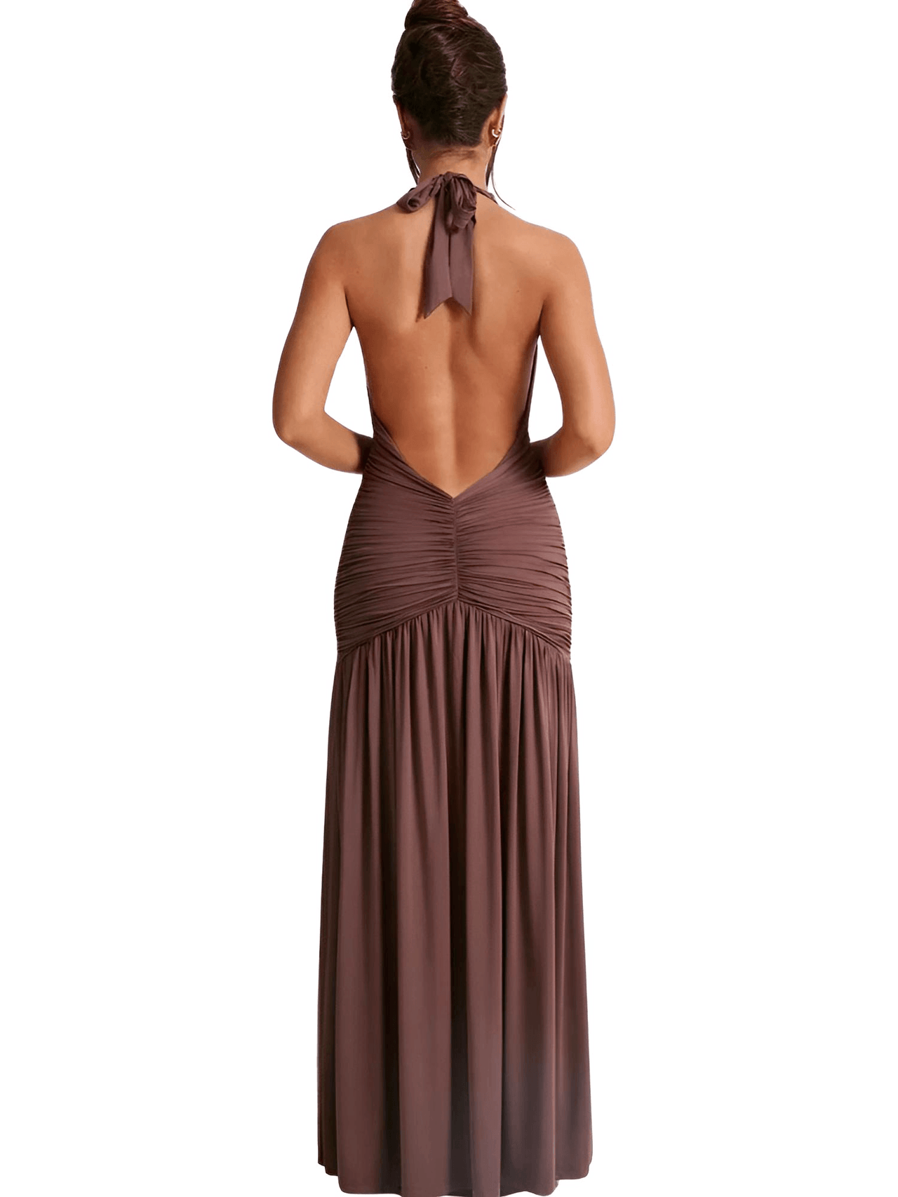 Halter Deep-V Backless Maxi Dress For Women Fashion Solid Sleeveless Thigh High Split Sexy Long Dress Elegant, Drestiny, backless maxi dress summer, sexy backless maxi dresses, long backless dresses for women, backless maxi dress for wedding guest, cheap backless maxi dresses, Ankle Length Dresses, Maxi Dresses, Sleeveless, United States, USA, Canada, Australia, New Zealand, United Kingdom, UK, Brown, White, Black, shopdrestiny.com