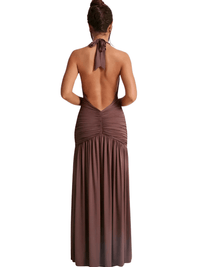 Thumbnail for Halter Deep-V Backless Maxi Dress For Women Fashion Solid Sleeveless Thigh High Split Sexy Long Dress Elegant, Drestiny, backless maxi dress summer, sexy backless maxi dresses, long backless dresses for women, backless maxi dress for wedding guest, cheap backless maxi dresses, Ankle Length Dresses, Maxi Dresses, Sleeveless, United States, USA, Canada, Australia, New Zealand, United Kingdom, UK, Brown, White, Black, shopdrestiny.com