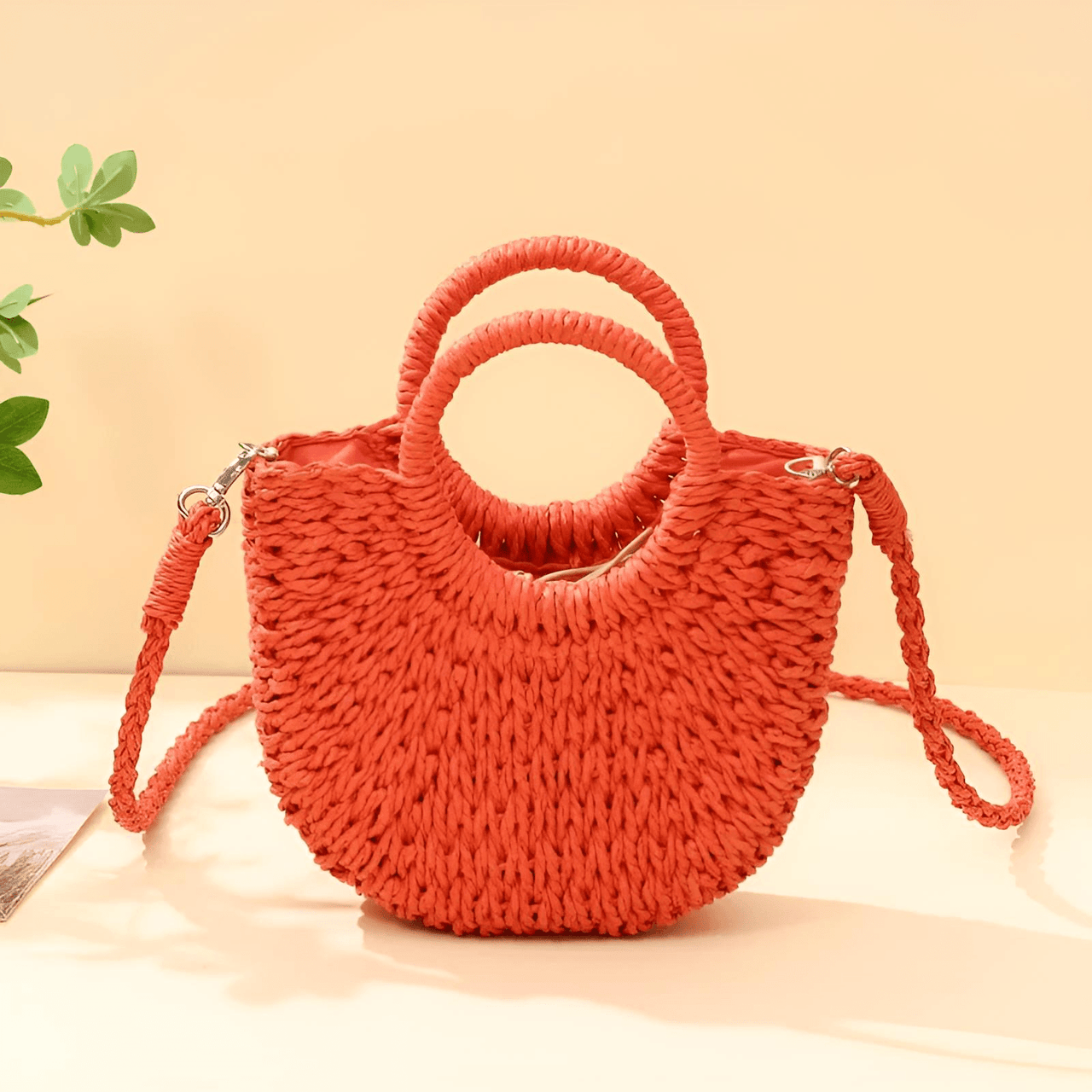 Handwoven Straw Rattan Half-Moon Beach Handbag Large Capacity Women's Summer Hollow Out Crossbody Shoulder Bag, Drestiny, 
Beach Handbags, Beach Bags, Handbags, Purses, Straw bags, crossbody bags, Khaki, Beige, Orange, Black, Hote Pink, United States, Gender_Women, USA, Canada, Australia, New Zealand, United Kingdom, UK, rattan half moon bag, straw half moon bag, wicker half moon beach bag, boho rattan bag, half moon crossbody bag, shopdrestiny.com