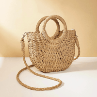 Thumbnail for Handwoven Straw Rattan Half-Moon Beach Handbag Large Capacity Women's Summer Hollow Out Crossbody Shoulder Bag, Drestiny, 
Beach Handbags, Beach Bags, Handbags, Purses, Straw bags, crossbody bags, Khaki, Beige, Orange, Black, Hote Pink, United States, Gender_Women, USA, Canada, Australia, New Zealand, United Kingdom, UK, rattan half moon bag, straw half moon bag, wicker half moon beach bag, boho rattan bag, half moon crossbody bag, shopdrestiny.com
