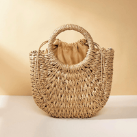 Thumbnail for Handwoven Straw Rattan Half-Moon Beach Handbag Large Capacity Women's Summer Hollow Out Crossbody Shoulder Bag, Drestiny, 
Beach Handbags, Beach Bags, Handbags, Purses, Straw bags, crossbody bags, Khaki, Beige, Orange, Black, Hote Pink, United States, Gender_Women, USA, Canada, Australia, New Zealand, United Kingdom, UK, rattan half moon bag, straw half moon bag, wicker half moon beach bag, boho rattan bag, half moon crossbody bag, shopdrestiny.com