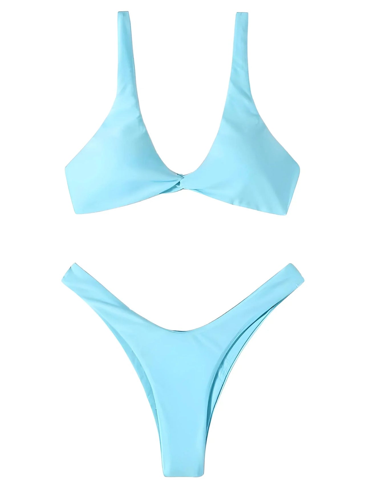 Light blue bikini set on a white background