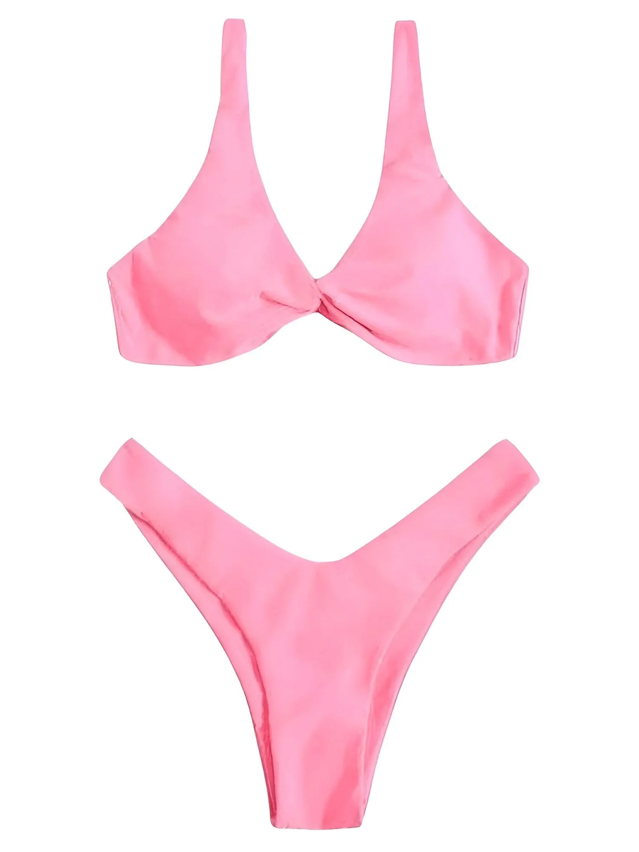 Pink bikini set on a white background