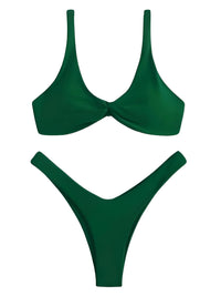 Thumbnail for Dark Green bikini set on a white background