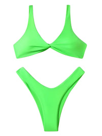 Thumbnail for Neon green bikini set on a white background