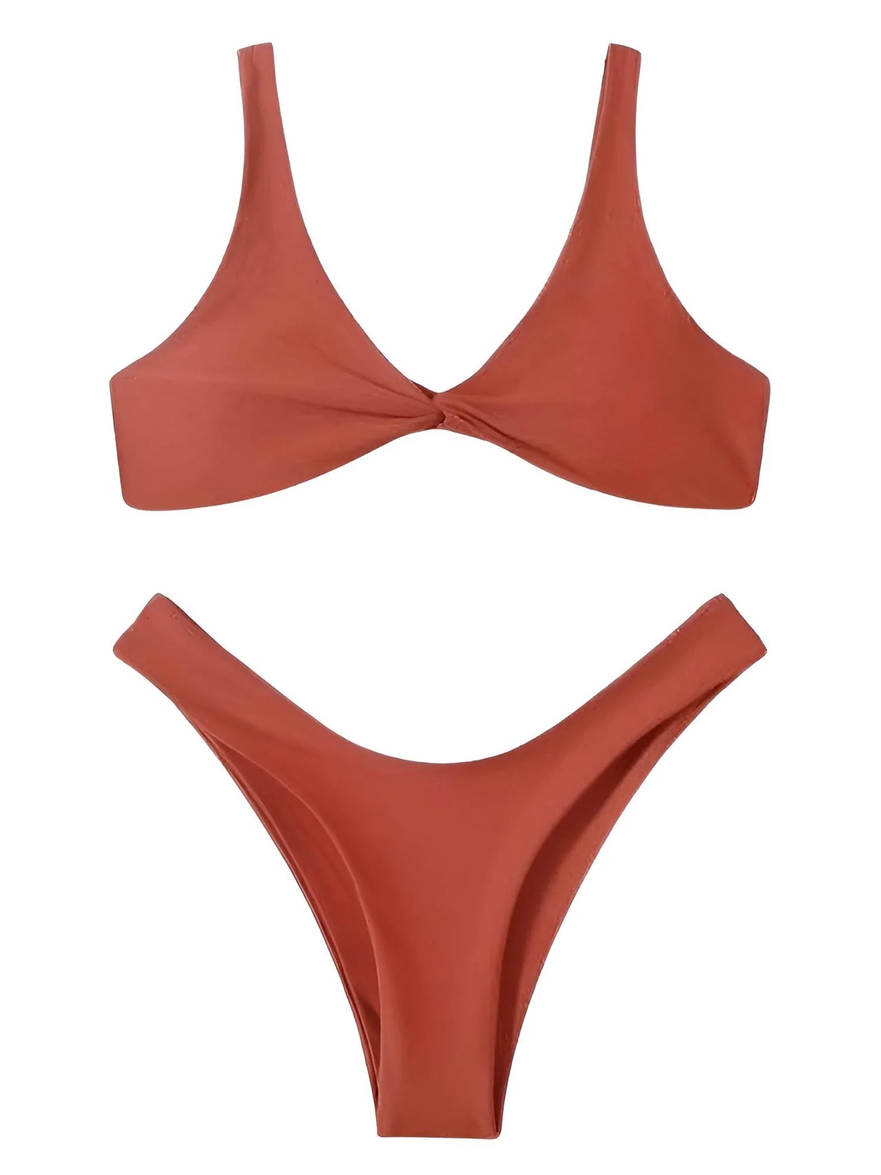 Brown bikini set on a white background