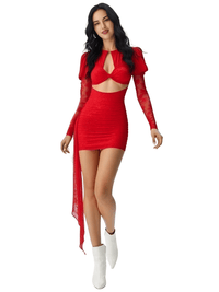 Thumbnail for High Quality Red White Women's Long Sleeve Sexy Lace Draped Mini Dress Gloves Nightclub Party Celebrate Birthday Dress -, Dress , Drestiny , 10, 2, 4, 6, 8, Australia, FR, Gloves, L, Long Sleeves, M, Mini Dresses, New Zealand, Red, S, United Kingdom, United States, White, XS , Drestiny , www.shopdrestiny.com
