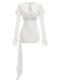 Thumbnail for High Quality Red White Women's Long Sleeve Sexy Lace Draped Mini Dress Gloves Nightclub Party Celebrate Birthday Dress -, Dress , Drestiny , 10, 2, 4, 6, 8, Australia, FR, Gloves, L, Long Sleeves, M, Mini Dresses, New Zealand, Red, S, United Kingdom, United States, White, XS , Drestiny , www.shopdrestiny.com