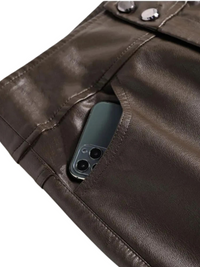 Thumbnail for High Quality Faux Leather Women's Leather Wide Leg Pants Fashion Long Leather Pants Elegant Leather Trousers, Drestiny, M, L, XL, XXL, 2XL, 3XL, 4XL, Coffee, Dark Brown, Black, Casual Pants, Leather Pants, Dress Pants, United States, USA, Canada, Australia, New Zealand, United Kingdom, UK, women's wide leg leather pants, black wide leg leather pants, faux leather wide leg pants, wide leg leather pants outfit ideas, shopdestiny.com