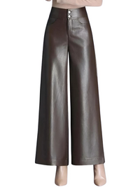 Thumbnail for High Quality Faux Leather Women's Leather Wide Leg Pants Fashion Long Leather Pants Elegant Leather Trousers, Drestiny, M, L, XL, XXL, 2XL, 3XL, 4XL, Coffee, Dark Brown, Black, Casual Pants, Leather Pants, Dress Pants, United States, USA, Canada, Australia, New Zealand, United Kingdom, UK, women's wide leg leather pants, black wide leg leather pants, faux leather wide leg pants, wide leg leather pants outfit ideas, shopdestiny.com