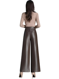 Thumbnail for High Quality Faux Leather Women's Leather Wide Leg Pants Fashion Long Leather Pants Elegant Leather Trousers, Drestiny, M, L, XL, XXL, 2XL, 3XL, 4XL, Coffee, Dark Brown, Black, Casual Pants, Leather Pants, Dress Pants, United States, USA, Canada, Australia, New Zealand, United Kingdom, UK, women's wide leg leather pants, black wide leg leather pants, faux leather wide leg pants, wide leg leather pants outfit ideas, shopdestiny.com