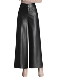 Thumbnail for High Quality Faux Leather Women's Leather Wide Leg Pants Fashion Long Leather Pants Elegant Leather Trousers, Drestiny, M, L, XL, XXL, 2XL, 3XL, 4XL, Coffee, Dark Brown, Black, Casual Pants, Leather Pants, Dress Pants, United States, USA, Canada, Australia, New Zealand, United Kingdom, UK, women's wide leg leather pants, black wide leg leather pants, faux leather wide leg pants, wide leg leather pants outfit ideas, shopdestiny.com
