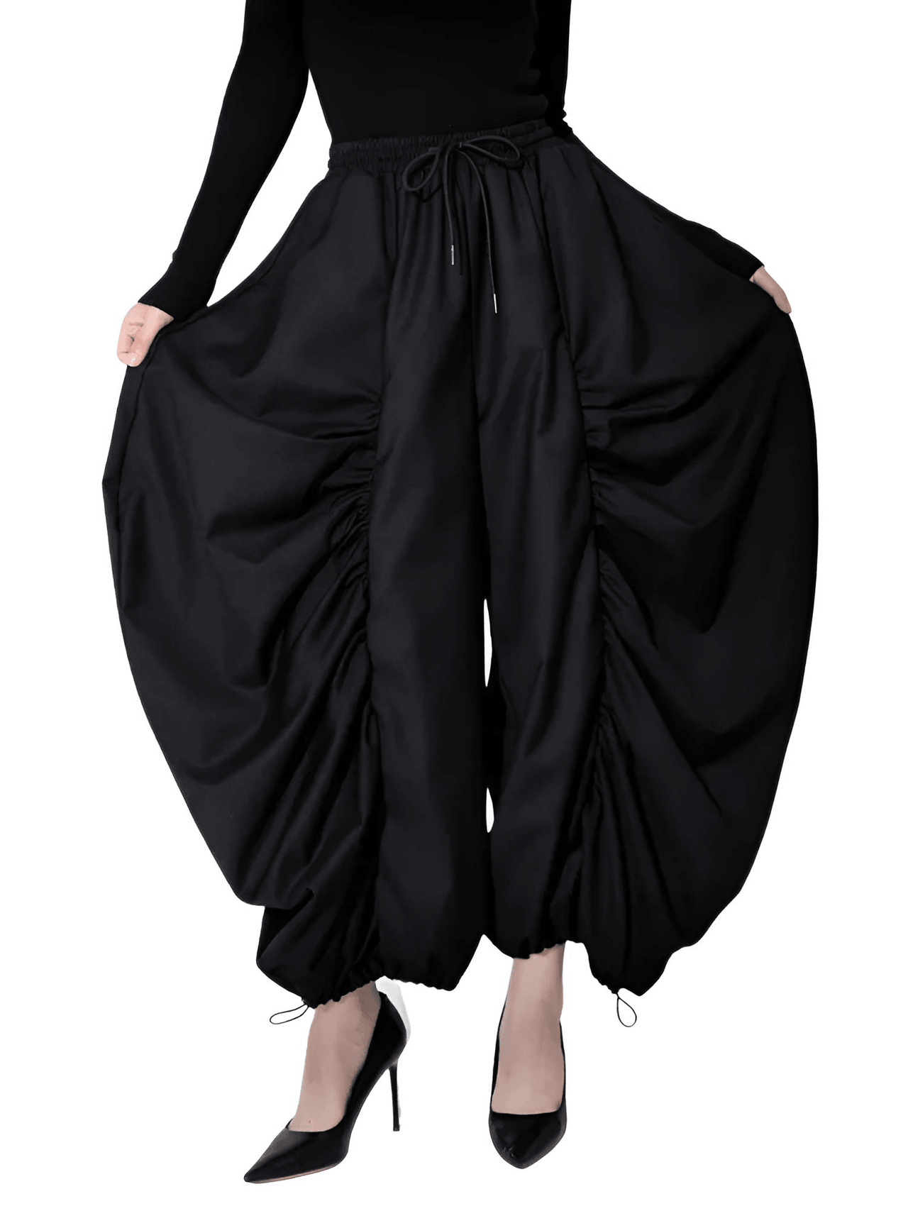 High Waist Black Wide Leg Arc Ankle Length Pants New Loose Trousers Women Fashion, black high waisted pants for women, Drestiny, black women's pants, Casual Pants, Dress Pants, Women's Dress Pants, United States, Australia, New Zealand, United Kingdom, 
black dress pants for women, Black, M, L, shopdrestiny.com