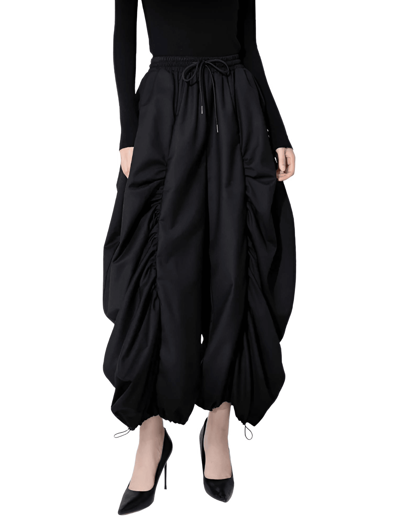 High Waist Black Wide Leg Arc Ankle Length Pants New Loose Trousers Women Fashion, black high waisted pants for women, Drestiny, black women's pants, Casual Pants, Dress Pants, Women's Dress Pants, United States, Australia, New Zealand, United Kingdom, 
black dress pants for women, Black, M, L, shopdrestiny.com
