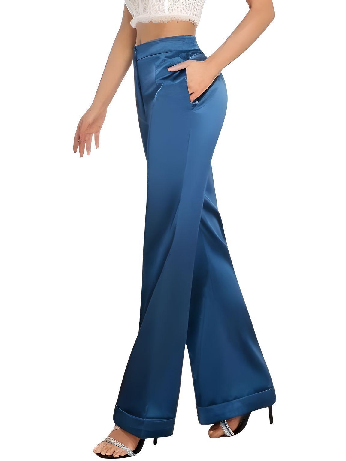 High Waist Women's Flare Leg Satin Pants Elegant Luxury Elegant Spring and Autumn Pants For Women -, Pants , Drestiny , Australia, Black, Blue, Canada, Casual Pants, Dark Green, Deep Pink, Dress Pants, Fuchsia, Green, L, M, New Zealand, Purple, S, United Kingdom, United States, Wine Red, XL, XS, XXL , Drestiny , www.shopdrestiny.com