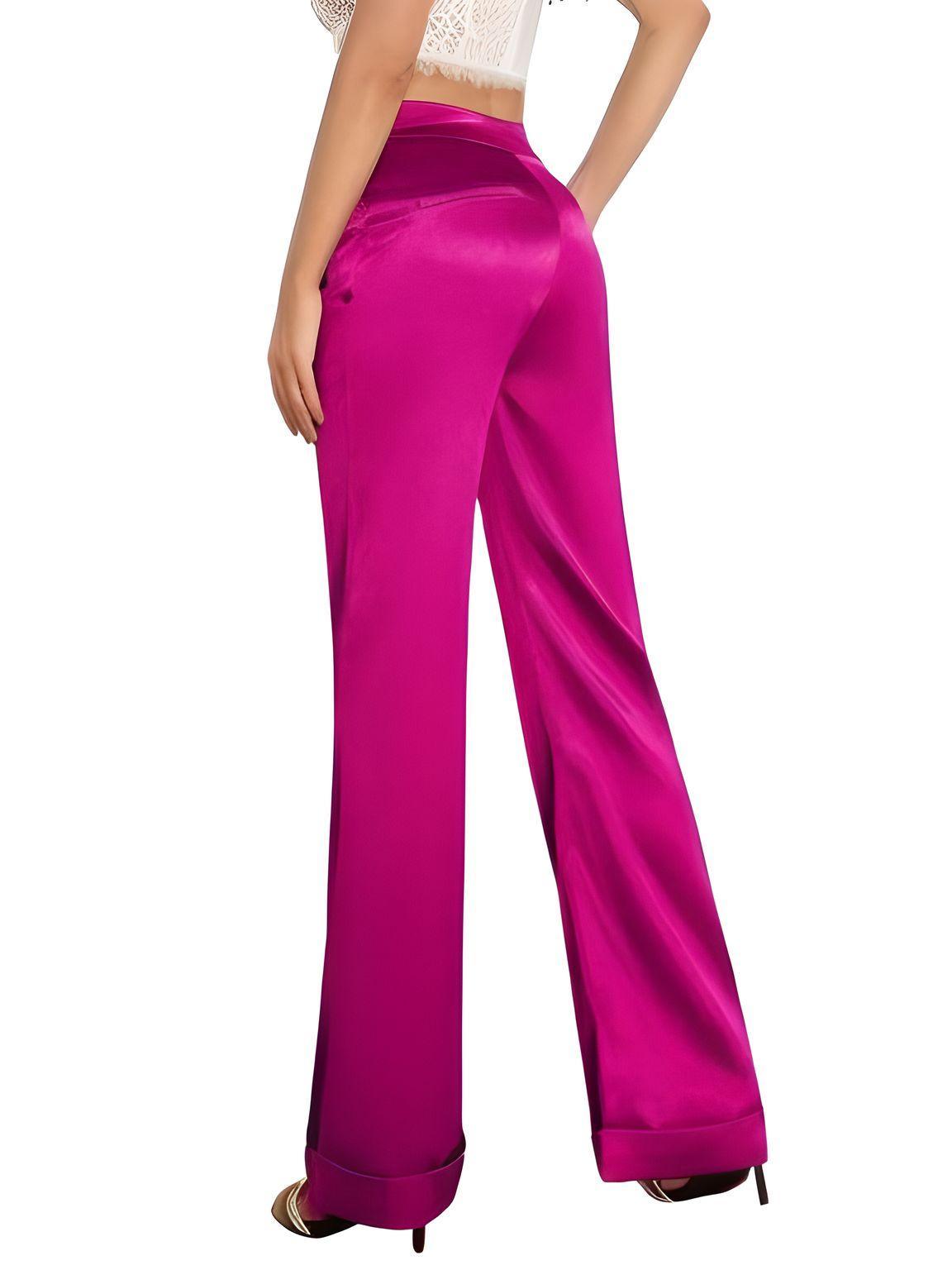High Waist Women's Flare Leg Satin Pants Elegant Luxury Elegant Spring and Autumn Pants For Women -, Pants , Drestiny , Australia, Black, Blue, Canada, Casual Pants, Dark Green, Deep Pink, Dress Pants, Fuchsia, Green, L, M, New Zealand, Purple, S, United Kingdom, United States, Wine Red, XL, XS, XXL , Drestiny , www.shopdrestiny.com