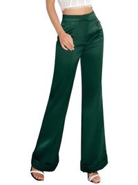 Thumbnail for High Waist Women's Flare Leg Satin Pants Elegant Luxury Elegant Spring and Autumn Pants For Women -, Pants , Drestiny , Australia, Black, Blue, Canada, Casual Pants, Dark Green, Deep Pink, Dress Pants, Fuchsia, Green, L, M, New Zealand, Purple, S, United Kingdom, United States, Wine Red, XL, XS, XXL , Drestiny , www.shopdrestiny.com