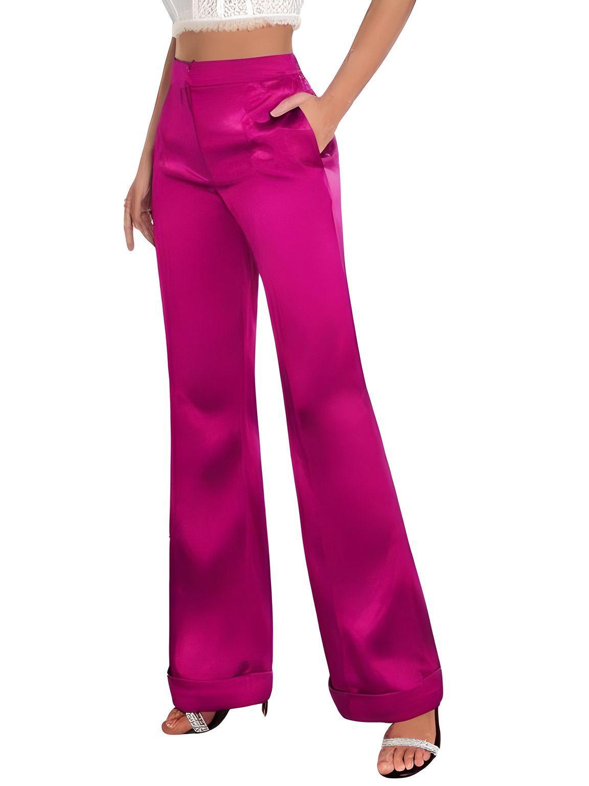 High Waist Women's Flare Leg Satin Pants Elegant Luxury Elegant Spring and Autumn Pants For Women -, Pants , Drestiny , Australia, Black, Blue, Canada, Casual Pants, Dark Green, Deep Pink, Dress Pants, Fuchsia, Green, L, M, New Zealand, Purple, S, United Kingdom, United States, Wine Red, XL, XS, XXL , Drestiny , www.shopdrestiny.com