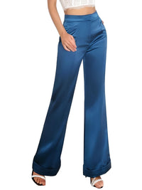 Thumbnail for High Waist Women's Flare Leg Satin Pants Elegant Luxury Elegant Spring and Autumn Pants For Women -, Pants , Drestiny , Australia, Black, Blue, Canada, Casual Pants, Dark Green, Deep Pink, Dress Pants, Fuchsia, Green, L, M, New Zealand, Purple, S, United Kingdom, United States, Wine Red, XL, XS, XXL , Drestiny , www.shopdrestiny.com
