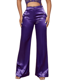 Thumbnail for High Waist Women's Flare Leg Satin Pants Elegant Luxury Elegant Spring and Autumn Pants For Women -, Pants , Drestiny , Australia, Black, Blue, Canada, Casual Pants, Dark Green, Deep Pink, Dress Pants, Fuchsia, Green, L, M, New Zealand, Purple, S, United Kingdom, United States, Wine Red, XL, XS, XXL , Drestiny , www.shopdrestiny.com