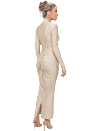 Thumbnail for Hollow Out Long Sleeve Sexy Maxi Dress For Women Autumn Winter Metal Buckle Ruched Slit Long Dress Elegant, Drestiny, Maxi Dresses, Ankle Length Dresses, Brown Dresses, Long Sleeves, Long Sleeve Dresses, United States, Canada, Australia, New Zealand, United Kingdom, S, M, L, Brown, Dark Brown, Green Dresses, Green, Black Dresses, Black, Khaki, Khaki Dresses, 4, 6, 8, 10, shopdrestiny.com