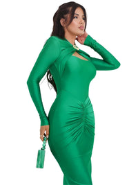 Thumbnail for Hollow Out Long Sleeve Sexy Maxi Dress For Women Autumn Winter Metal Buckle Ruched Slit Long Dress Elegant, Drestiny, Maxi Dresses, Ankle Length Dresses, Brown Dresses, Long Sleeves, Long Sleeve Dresses, United States, Canada, Australia, New Zealand, United Kingdom, S, M, L, Brown, Dark Brown, Green Dresses, Green, Black Dresses, Black, Khaki, Khaki Dresses, 4, 6, 8, 10, shopdrestiny.com