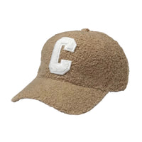 Thumbnail for Khaki sherpa-lined cap with a white 'C' logo on a white background