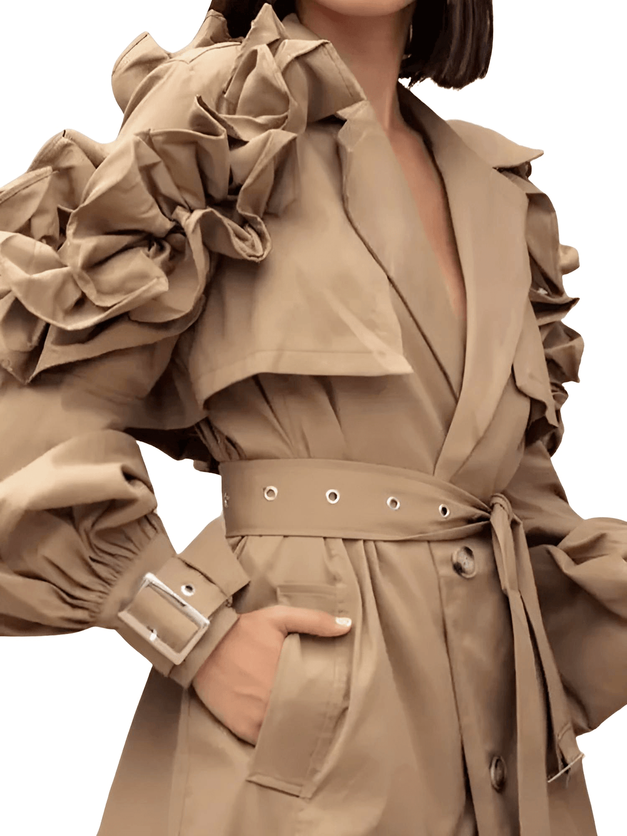 Black Khaki Long Trench Coat Women's Belt Elegant Chic Stylish Luxury Clothes Runway Fashion -, Coat , Drestiny , Australia, Black, Canada, Coats, Khaki, L, M, New Zealand, S, Trench Coats, United Kingdom, United States, XL, XXL , Drestiny , www.shopdrestiny.com
