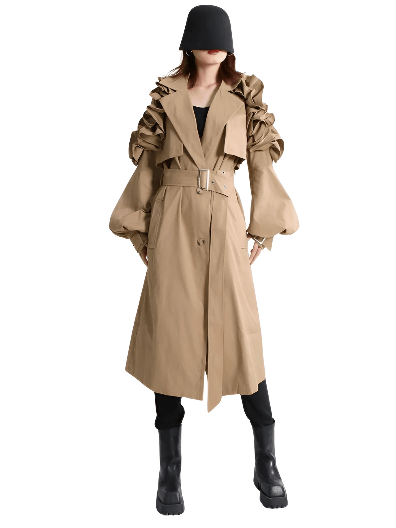 Black Khaki Long Trench Coat Women's Belt Elegant Chic Stylish Luxury Clothes Runway Fashion -, Coat , Drestiny , Australia, Black, Canada, Coats, Khaki, L, M, New Zealand, S, Trench Coats, United Kingdom, United States, XL, XXL , Drestiny , www.shopdrestiny.com