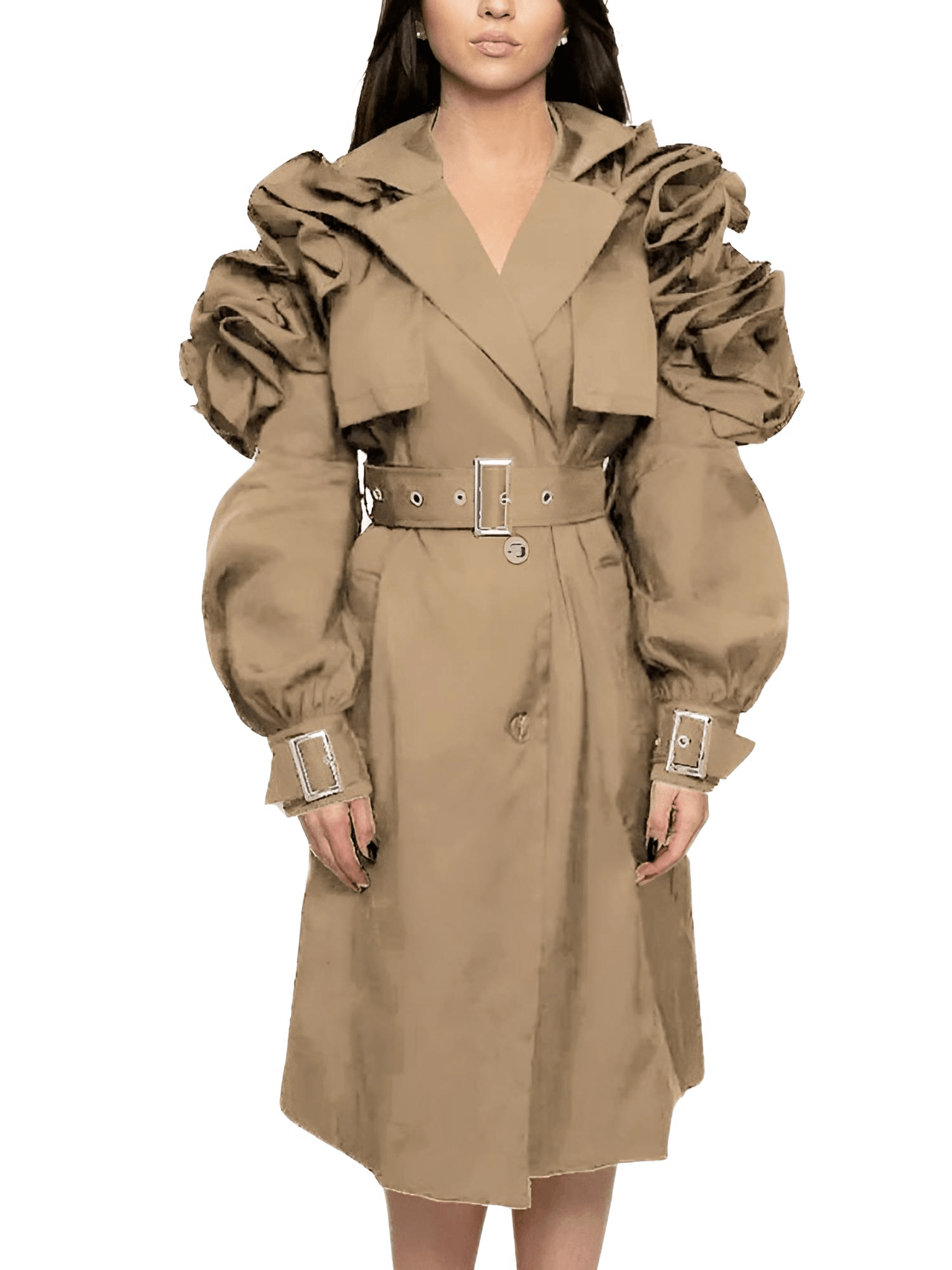 Black Khaki Long Trench Coat Women's Belt Elegant Chic Stylish Luxury Clothes Runway Fashion -, Coat , Drestiny , Australia, Black, Canada, Coats, Khaki, L, M, New Zealand, S, Trench Coats, United Kingdom, United States, XL, XXL , Drestiny , www.shopdrestiny.com