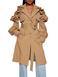 Thumbnail for Black Khaki Long Trench Coat Women's Belt Elegant Chic Stylish Luxury Clothes Runway Fashion -, Coat , Drestiny , Australia, Black, Canada, Coats, Khaki, L, M, New Zealand, S, Trench Coats, United Kingdom, United States, XL, XXL , Drestiny , www.shopdrestiny.com