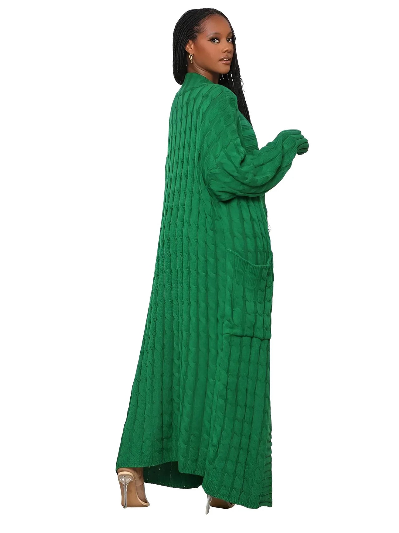 Knit Women's Extra Long Cardigan With Pockets -, Cardigans , Drestiny , 4XL, 5XL, Apricot, Australia, Black, Cardigans, Deep Pink, Green, Grey, New Zealand, Orange, Red, Sweaters, United Kingdom, United States, XL, XXL, XXXL, Yellow , Drestiny , www.shopdrestiny.com