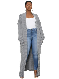 Thumbnail for Knit Women's Extra Long Cardigan With Pockets