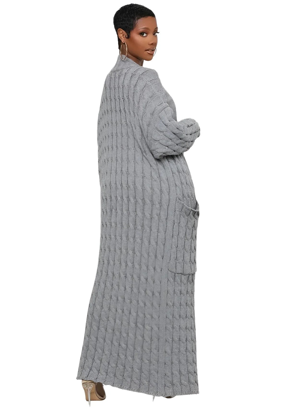 Knit Women's Extra Long Cardigan With Pockets