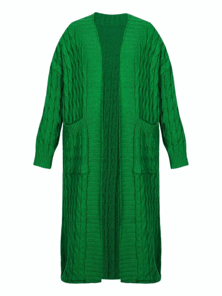 Knit Women's Extra Long Cardigan With Pockets