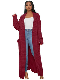 Thumbnail for Knit Women's Extra Long Cardigan With Pockets