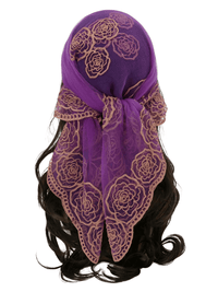 Thumbnail for Lace Square Bandana Scarves Style Rock Embroidery Floral Headband Net See Through Headscarf