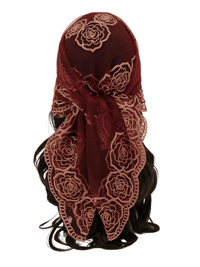 Thumbnail for Lace Square Bandana Scarves Style Rock Embroidery Floral Headband Net See Through Headscarf
