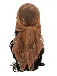 Thumbnail for Lace Square Bandana Scarves Style Rock Embroidery Floral Headband Net See Through Headscarf