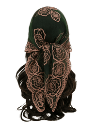 Thumbnail for Lace Square Bandana Scarves Style Rock Embroidery Floral Headband Net See Through Headscarf