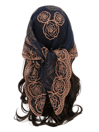 Thumbnail for Lace Square Bandana Scarves Style Rock Embroidery Floral Headband Net See Through Headscarf