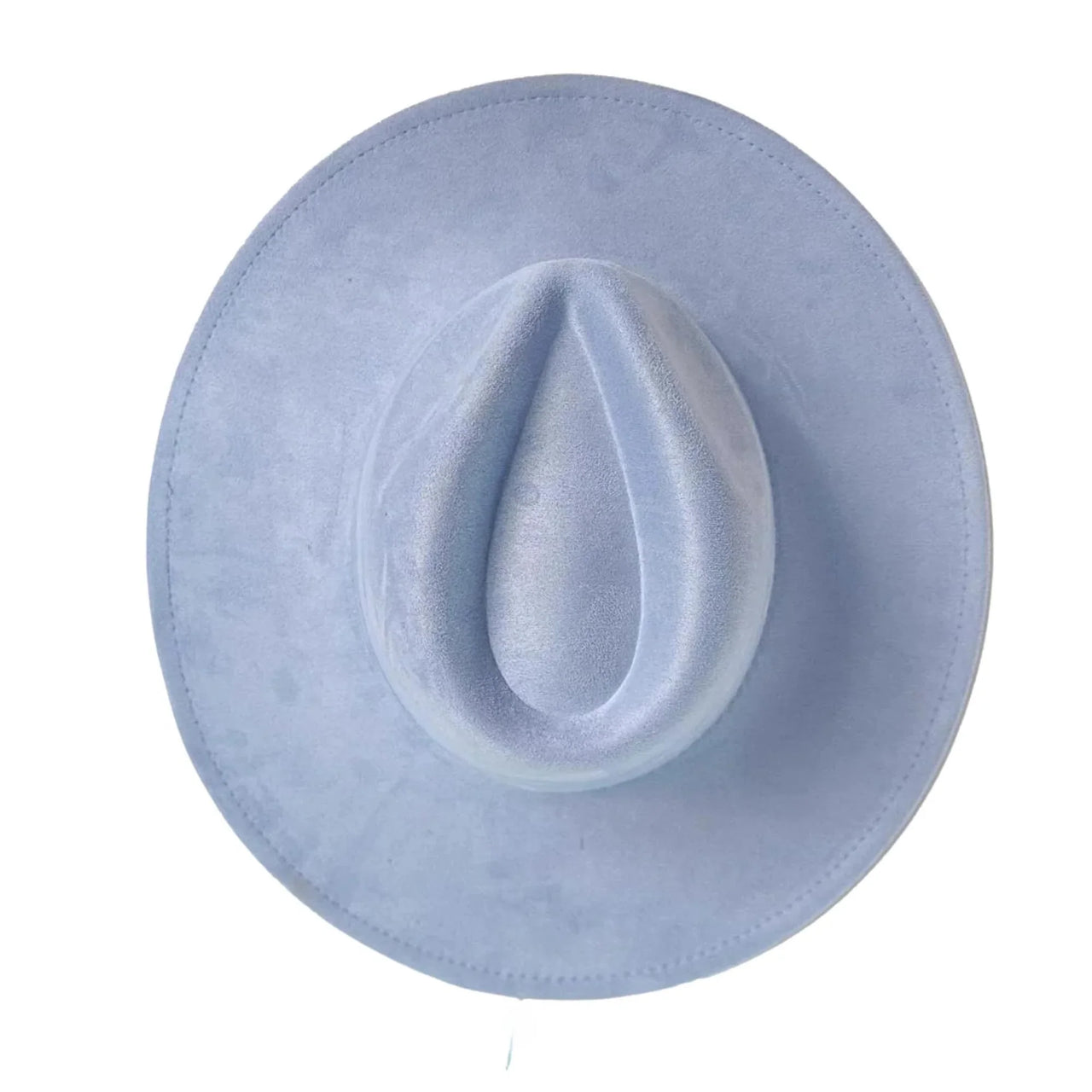 Light blue wide-brimmed hat on a white background