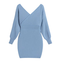 Thumbnail for Light blue sweater dress on a white background