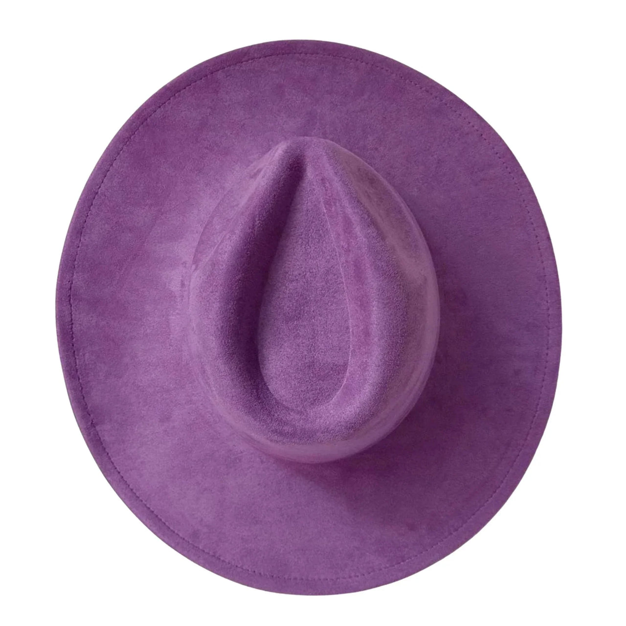 Light purple wide-brimmed hat on a white background