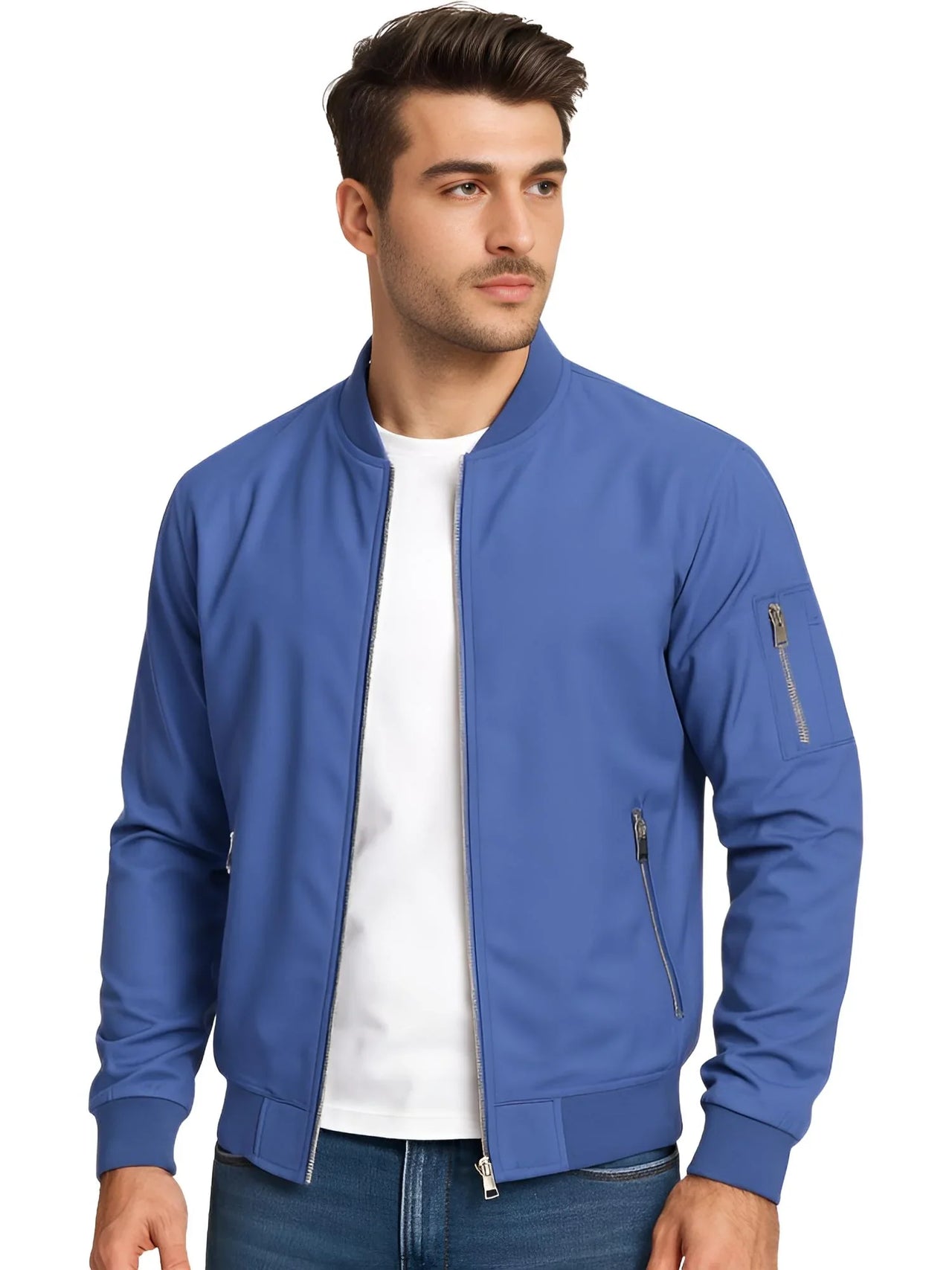 Lightweight Men's Thin Bomber Jacket - In 16 Colors! -, Jackets , Drestiny , 4XL, Australia, Black, Blue, Bomber Jackets, Brown, Canada, Dark Blue, Green, Grey, Jackets, Khaki, L, Light Blue, M, New Zealand, Pink, Royal Blue, Sky Blue, United Kingdom, United States, White, Wine Red, XL, XXL, XXXL , Drestiny , www.shopdrestiny.com