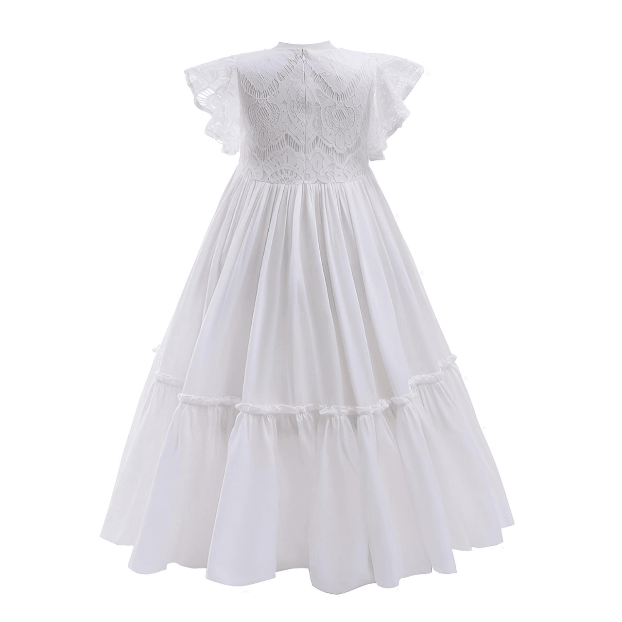 Long Girl's Lace Floral Dress, Drestiny, Dresses, Ankle-Length Dresses, Maxi Dresses, Short Sleeves, 4Y, 6Y, 8Y, 10Y, 12Y, 14Y, United States, USA, Canada, Australia, New Zealand, United Kingdom, UK, White, Wine Red, Pink Champagne, Berry, Olive Green, girls summer dresses, flower girl dresses, summer dresses for girls ages 4-14, white summer dress girl, shopdrestiny.com
