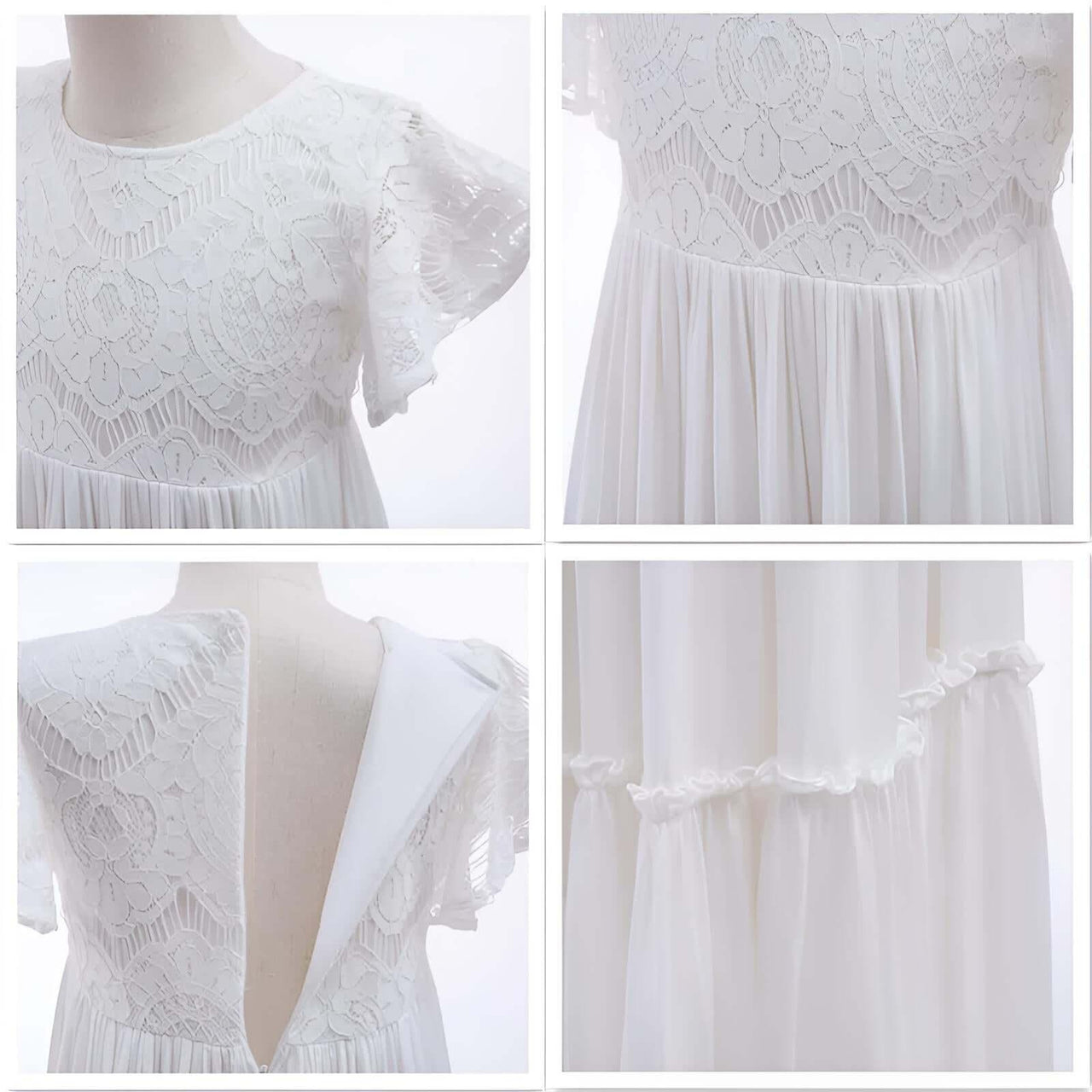 Long Girl's Lace Floral Dress, Drestiny, Dresses, Ankle-Length Dresses, Maxi Dresses, Short Sleeves, 4Y, 6Y, 8Y, 10Y, 12Y, 14Y, United States, USA, Canada, Australia, New Zealand, United Kingdom, UK, White, Wine Red, Pink Champagne, Berry, Olive Green, girls summer dresses, flower girl dresses, summer dresses for girls ages 4-14, white summer dress girl, shopdrestiny.com