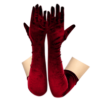 Thumbnail for Long Velvet Dinner Dress Gloves For Women -, Gloves , Drestiny , Australia, Black, Canada, Dark Red, Gender_Women, Gloves, Green, New Zealand, Red, United Kingdom, United States, Wine Red , Drestiny , www.shopdrestiny.com