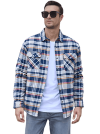 Thumbnail for Long Sleeve Quilted Lined Men's Flannel Shirt Jackets
